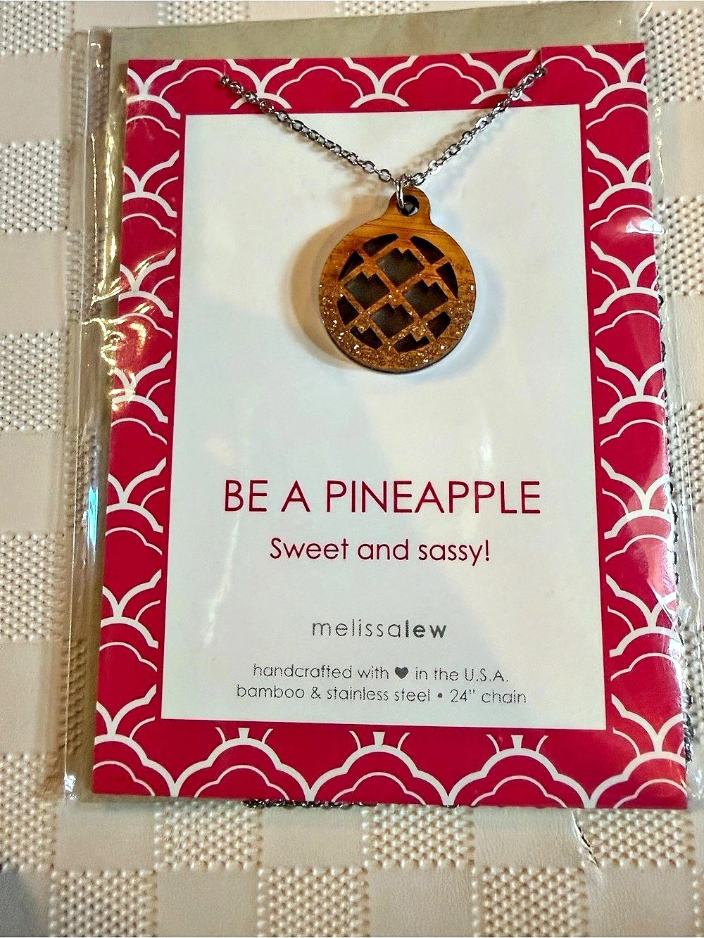 melissalew Be a Pineapple Pendant Necklace NWT